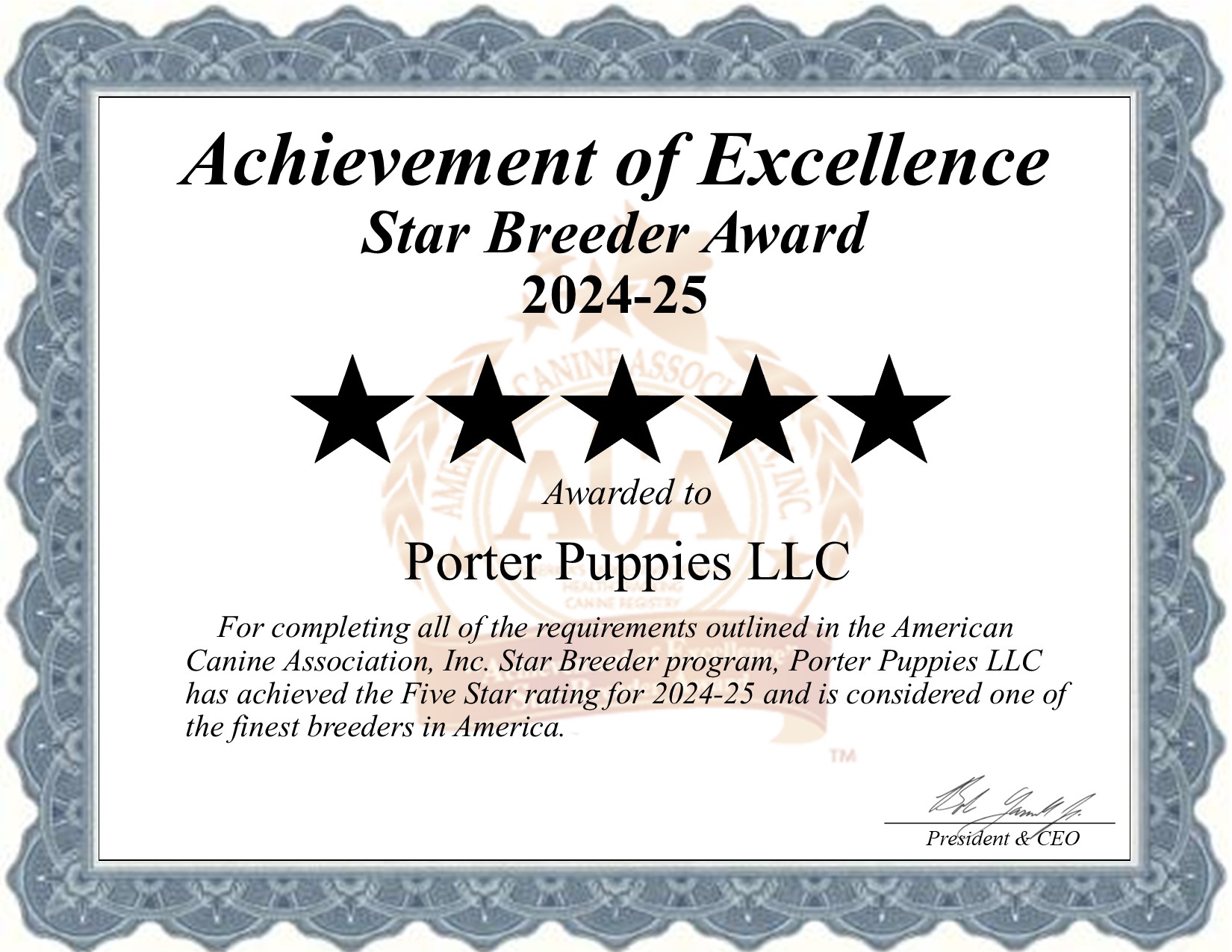 Porter Puppies , LLC, dog, breeder, star, certificate, Porter Puppies -LLC, Elkland, MO, Missouri, puppy, dog, kennels, mill, puppymill, usda, 5-star, aca, ica, registered, Miniature Dachshund